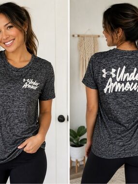 Under Armour Women's Charcoal Space-Dye Short Sleeve Logo Tee